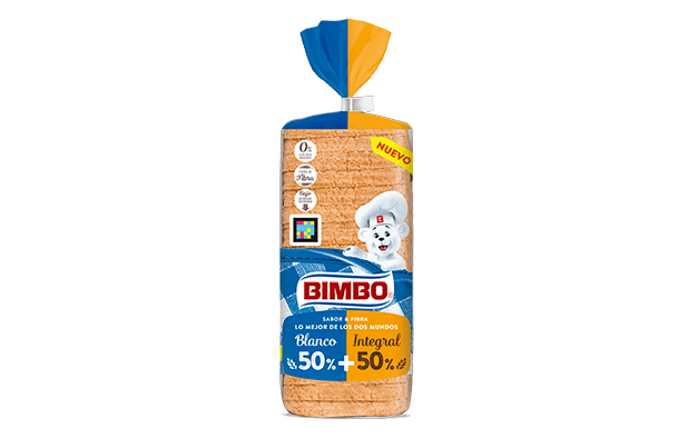 Pan de molde Bimbo<sup>®</sup> 50% blanco y 50% integral
